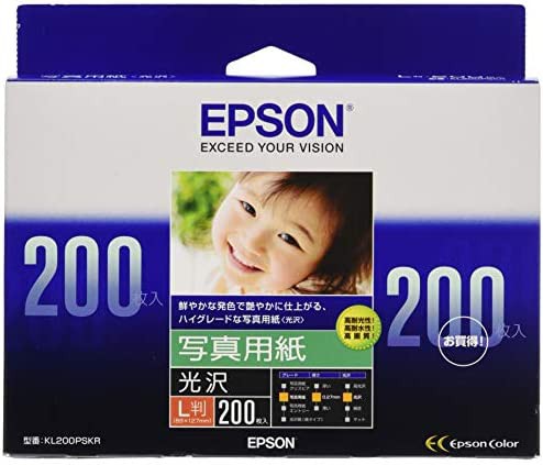 【送料無料】EPSON 写真用紙[光沢] L判 200枚 KL200PSKR