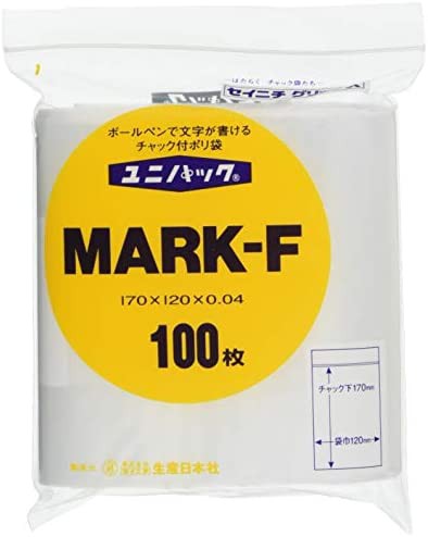 生産日本社 ユニパック マーク(チャック付ポリ袋) MARK-F ポリエチレン