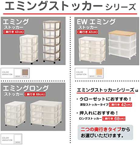 JEJアステージ 収納チェスト EMING(エミング) 深型ストッカー 6引出し キャスター付き スモークブラウン 日本製 簡単組立  幅69×奥行42×｜au PAY マーケット