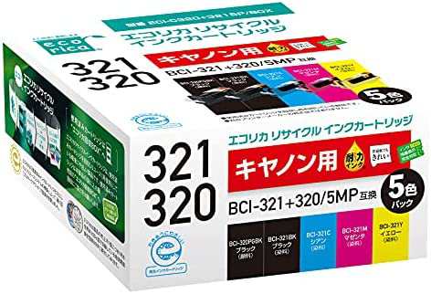 エコリカ キヤノン BCI-321+320/5MP対応リサイクルインク 5色パック ECI-C320+3215P/BOX 残量表示対応