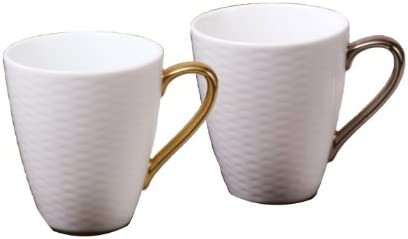 Noritake ノリタケ マグカップ ( ペアセット ) 295cc アミ 2個 金 銀 ファインポーセレン P5355L/1605-6