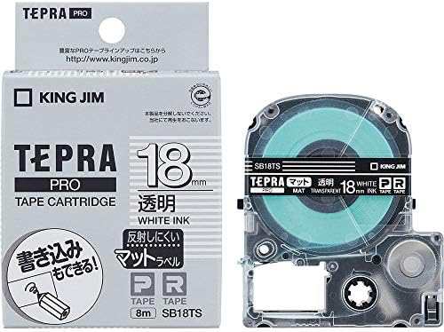 キングジム テープカートリッジ テプラPRO SB18TS 18mm 透明 白文字