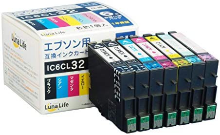 【Luna Life】 エプソン用 互換インクカートリッジ IC6CL32 ブラック1本付き 7本パック LN EP32/6P BK+1