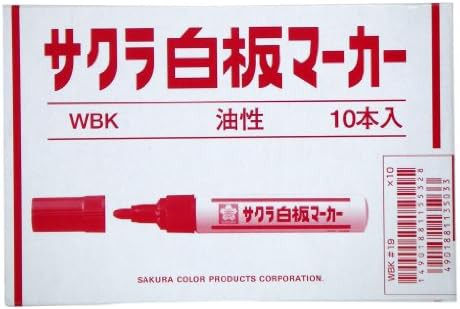 サクラクレパス ホワイトボードマーカー 中字 赤 10本 WBK#19-10