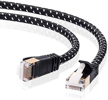 サンワサプライ CAT7細径メッシュLANケーブル (2m) 10Gbps/600MHz RJ45 ツメ折れ防止 ブラック & ホワイト KB-T7ME-02BKW