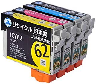 ジット エプソン(Epson) IC4CL62 対応 (目印:クリップ) 4色セット対応 リサイクルインク 日本製JIT-NE624P