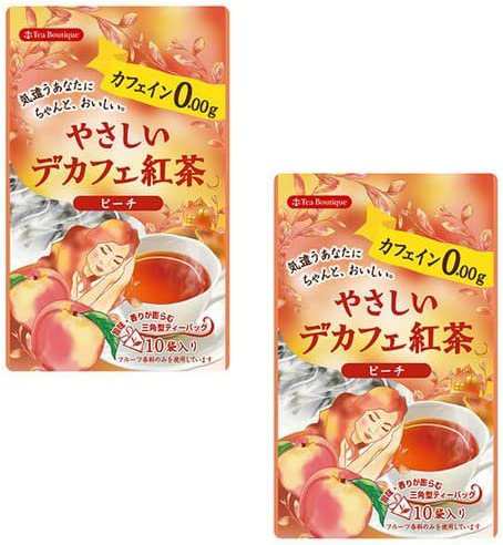 やさしいデカフェ紅茶 ピーチ 三角ティーバッグ10入り×2袋セット