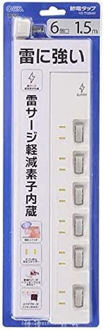 オーム電機 雷に強い 節電タップ 6個口 1.5m HS-T1394W