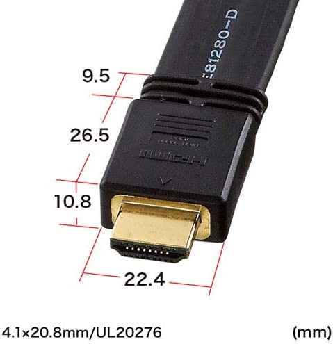 サンワサプライ フラットHDMIケーブル 10m ブラック KM-HD20-100FK