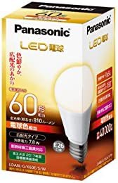 【送料無料】パナソニック LED電球 口金直径26mm 電球60W形相当 電球色相当(7.8W) 一般電球・広配光タイプ 密閉形器具対応 LDA8LGK60ESW