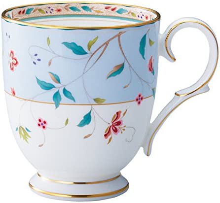 Noritake ノリタケ マグカップ 295cc 花更紗 ブルー ボーンチャイナ