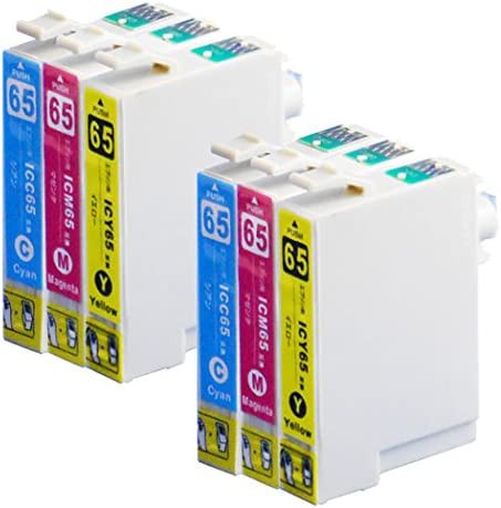 エプソン(EPSON)用 互換 IC65 6本セット【3色(C/M/Y)×2セット】 ICC65 ICM65 ICY65 ICチップ付 互換インクカートリッジ PX-1200 PX-1600