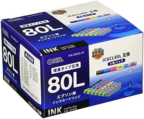 エプソン IC6CL80L互換インク（6色パック） 01-4144 INK-E80LB-6P