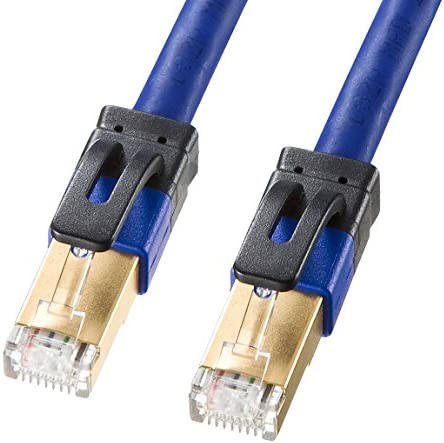 サンワサプライ LANケーブル CAT7A 10Gbps/1000MHz ギガビット イーサネットケーブル ツメ折れ防止 RJ45コネクタ(10m) ブルー KB-T7A-10B
