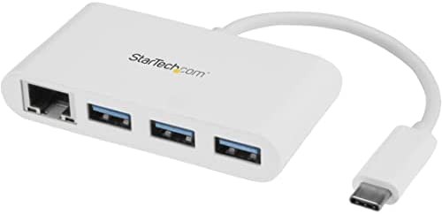 【送料無料】StarTech.com 3ポートUSB 3.0ハブ(ギガビットEthernetポート搭載) USB Type-C接続 USB 3.0ハブ搭載有線LANアダプタ ホワイト