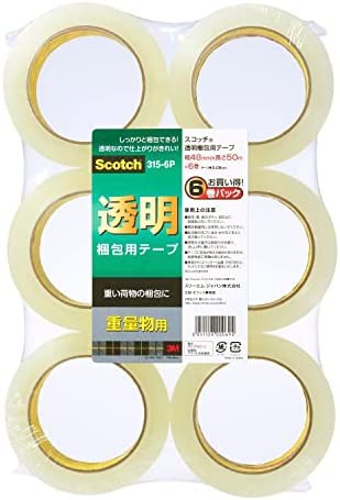 3M スコッチ ガムテープ 梱包テープ 重量用 48mm×50m 6巻パック 315-6P