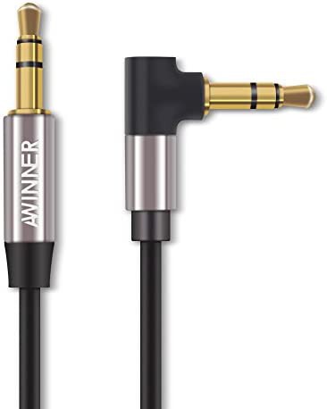 Awinner 片側L型 オーディオステレオケーブル 3.5mm 90度 オスオス 極スリム スマホ タブレット MP3対応 (2M)