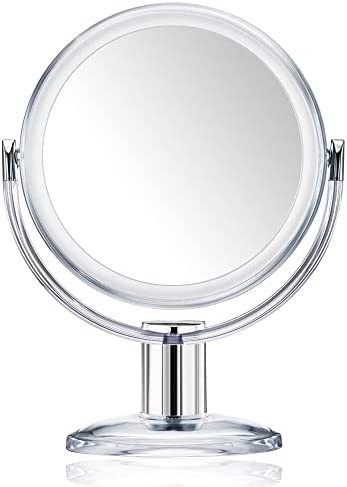 【送料無料】Gotofine スタンドミラー 卓上鏡 両面鏡 10倍と等倍 透明 アクリル樹脂 おしゃれ 円型