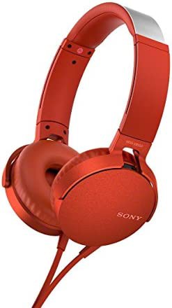 ソニー ヘッドホン 重低音モデル MDR-XB550AP: 折りたたみ式 リモコン・マイク付き レッド MDR-XB550AP R