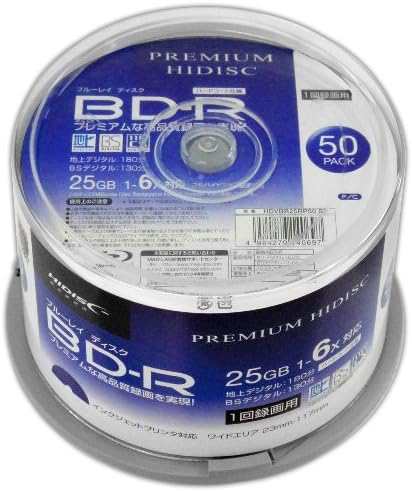 HIDISC 6倍速対応BD-R 50枚パック25GB ホワイトプリンタブルハイディスク HDVBR25RP50SP