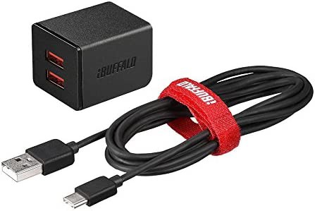 BUFFALO AC-USB 2.4A 2ポートTypeCケーブル1.5m ブラック BMP12WP2CBK