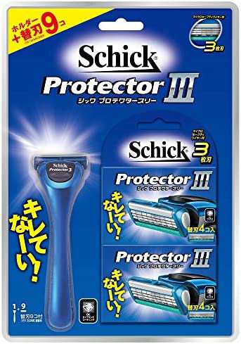 Schick(シック) シック Schick プロテクター スリー クラブパック (ホルダー (刃付き) + 替刃8コ) 3枚刃 カミソリ 髭剃り ドイツ製替刃