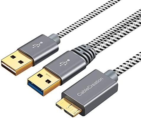 usb a-microb, CableCreation 外付けHDコード USB 2.0充電コード付きUSB 3.0 to Micro USB Y変換ケーブル, Samsung Note 3/外付けハード