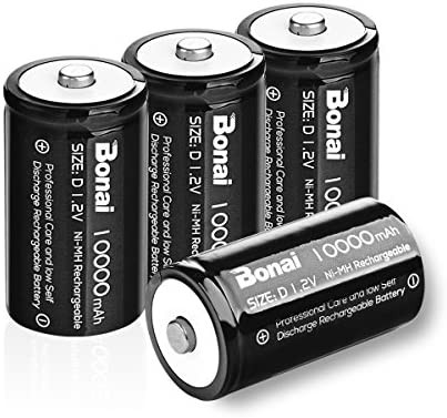 【送料無料】BONAI 単1形充電池 充電式ニッケル水素電池 高容量10000mAh 単一電池 充電式電池 4本入り 単一充電池セット 液漏れ防止 約12