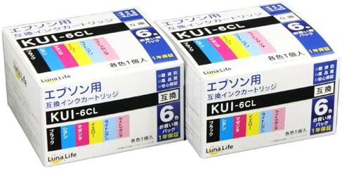 エプソン用 互換インクカートリッジ EPSON KUI-6CL クマノミ 6本パック×2個セット 安心の1年ダブル保証付き Luna Life ルナライフ LN EP