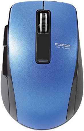 エレコム マウス Bluetooth (iOS対応) Mサイズ 5ボタン (戻る・進むボタン搭載) BlueLED 省電力(電池寿命:約1.3年) ブルー M-BT20BBBU