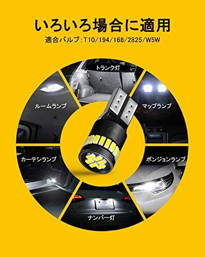 AUXITO T10 LED 爆光 ホワイト 2個 キャンセラー内蔵 LED T10 車検対応 3014LEDチップ24連 12V 車用  ポジション/ライセンスランプ/ナンバの通販はau PAY マーケット - CELFEE | au PAY マーケット－通販サイト