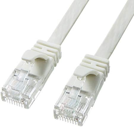 サンワサプライ CAT6A フラットLANケーブル (2m) 10Gbps/500MHz RJ45 ツメ折れ防止 ホワイト KB-FL6A-02W