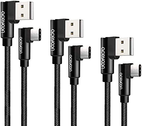 aceyoon USB Type C ケーブル L字型 両端 2m + 1m 0.3m 「3本セット