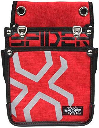 SK11 SPIDER 鳶用腰袋 Mサイズ SPD-RD-5 レッド インナーポケット付き 幅220×高さ270×奥行120mm