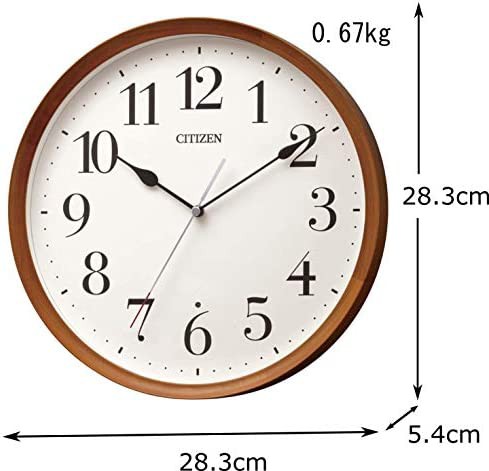 リズム(RHYTHM) 掛け時計 茶 Φ28.3x5.4cm シチズン 電波 アナログ 連続