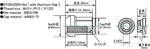 KYO-EI (協永産業) 極限 貫通ナット アルミキャップ付き M12XP1.5 16P