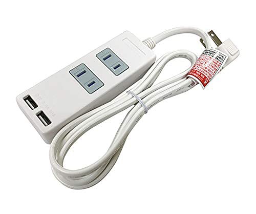 【送料無料】USB付タップ 2個口 込口防塵シャッター付/3-8318-01
