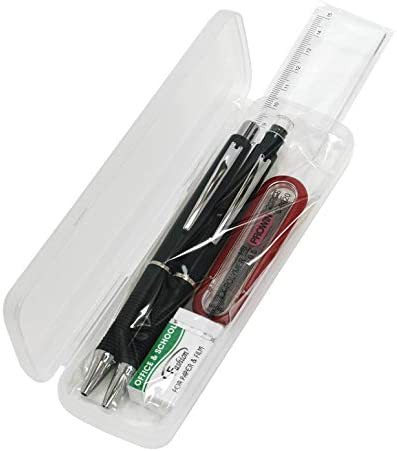 ずっと使えるPP筆箱入文具フルセットメタルポイント 3パック のり付OPP袋入 金属クリップ付ボールペンとシャープペン 消しゴム シャープ