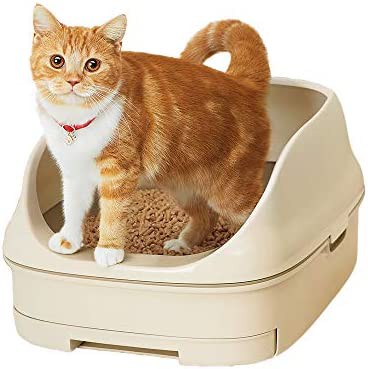 ニャンとも清潔トイレセット [約1か月分チップ・シート付] 猫用トイレ本体 オープンタイプ ライトベージュ