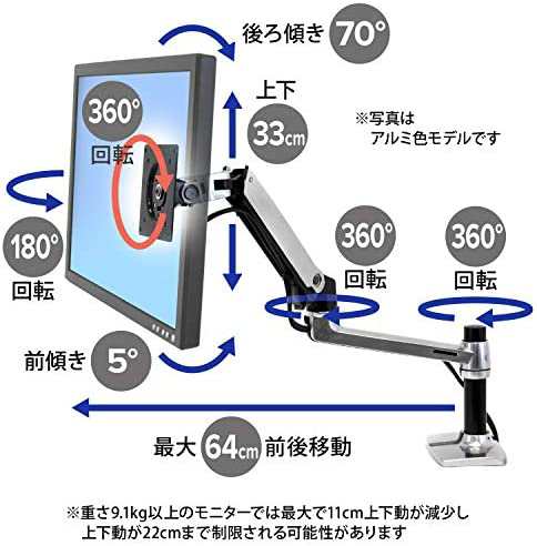 エルゴトロン LX デスクマウント モニターアーム マットブラック 34 ...