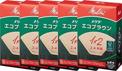 メリタ Melitta コーヒー フィルター ペーパー 2~4杯用 1×2 用 100枚入り ×5個 セット エコブラウンシリーズ ブラウン