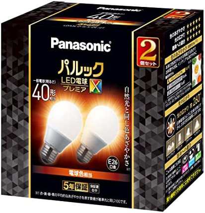 【送料無料】パナソニック パルック LED電球 口金直径26mm プレミアX 電球40形相当 電球色相当(4.9W) 一般電球 空間全体を照らすタイプ (