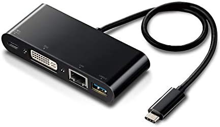 エレコム Type-C ドッキングステーション Cハブ PD対応 [充電用Type-C1ポート/USB(3.0)1ポート/DVI1ポート/LANポート] 30cmケーブル ブラ