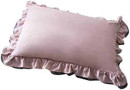 枕カバー 75×50cm(70x50cmも可) 綿 封筒式 ピローケース フリル付き 結婚式 マクラカバー 防ダニ 抗菌 洗える 5色 (ピンク・グレー)