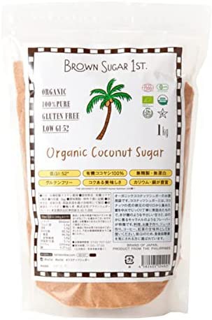 オーガニック ココナッツシュガー 1kg(有機 化学調味料無添加 100% 天然 ブラウンシュガーファースト) ×18piece