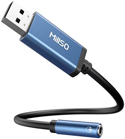 MillSO USB オーディオ 変換アダプタ 外付け サウンドカード USBポート- 4極（TRRS） ステレオミニジャック 3.5mm usb 変換 Windows/Vist