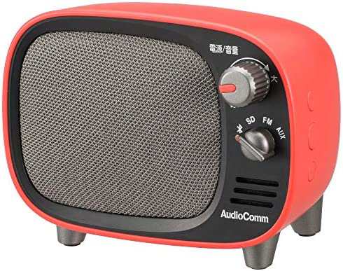 AudioComm Bluetoothスピーカー レトロ レッド ASP-W900Z-R 03-0395 OHM オーム電機