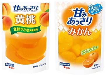 缶詰、瓶詰 はごろも 甘みあっさり 黄桃 (パウチ) 180g ×4個 みかん(パウチ) 180g×4個