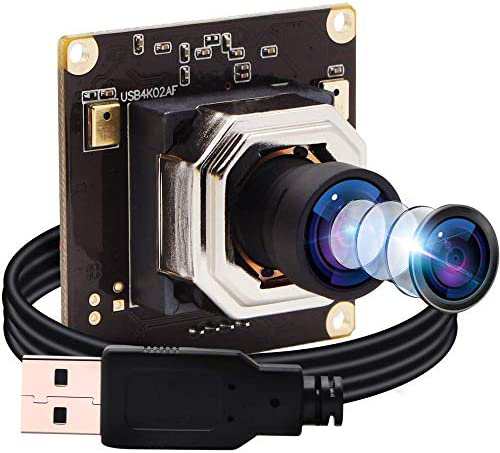 ELP 4Kオートフォーカスウェブカメラ IMX415センサーWebカメラ,2160P広角カメラUSB 100度 歪んでいないレンズウルトラHD USBカメラモジュ
