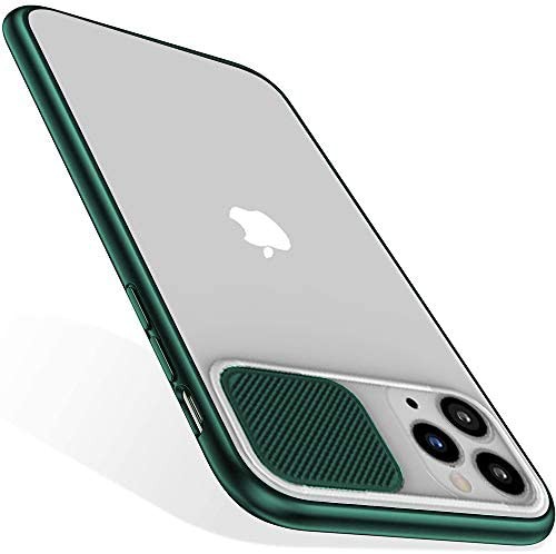 iphone 11pro max ケース 【2020年新型】 半透明 耐衝撃 スライド式 カメラレンズ保護 軽量ストラップホール付き 一体感 TPU+PC素材 マッ